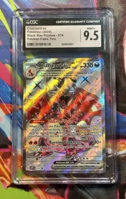 Pokemon Charizard ex (2024) Black Star Promo 074 CGC 9.5 Mint Holo EX Full Art - Image 1