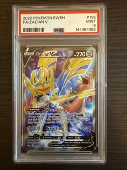 Zacian V 195/202 Full Art 2020 Pokemon Sword and Shield PSA 9 Mint - Image 1