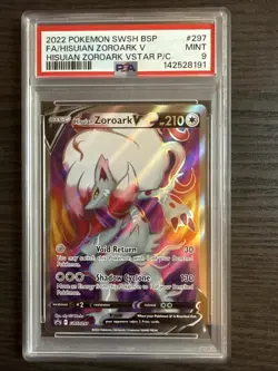 Hisuian Zoroark V Full Art SWSH297 Black Star Promo 2022 Pokemon PSA 9 Mint - Image 1