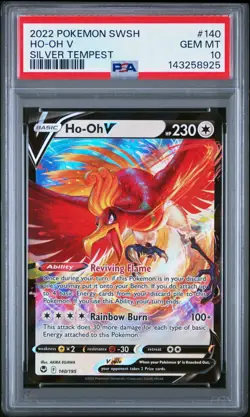 Ho-Oh V 140/195 Silver Tempest Holo PSA 10 GEM MT Pokemon 2022 - Image 1