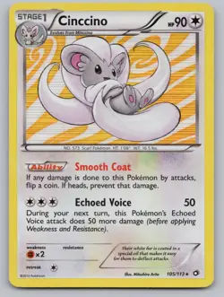 Cinccino 105/113 Holo Holo Rare Legendary Treasures Pokemon Holo LP - Image 1
