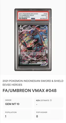 🔥 Low pop - 2021 Pokemon Umbreon Vmax Indonesian PSA 10 Eevee Heroes 🔥 - Image 3
