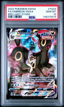 2022 POKEMON SWORD & SHIELD BRILLIANT STARS #TG23 FULL ART/UMBREON VMAX PSA 10 - Image 1