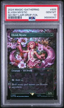 2024 MTG SECRET LAIR DROP FOIL #805 ELVISH MYSTIC PSA 10 - Image 1