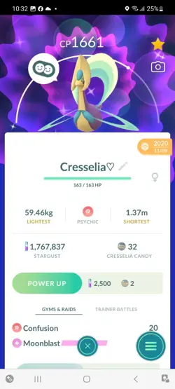 Pokemon Go Shiny Legendary Cresselia Reduced !!!! - Image 1