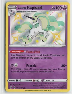 Galarian Rapidash SV048/SV122 Shiny Rare Shining Fates Shiny Vault Pokemon NM - Image 1