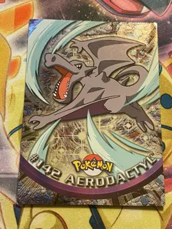 Pokemon AERODACTYL #142 Holo Topps Blue Logo 1st TV Animation 2000 LP - Image 1
