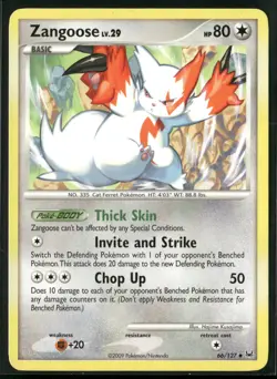 Zangoose 66/127 Uncommon Platinum Pokemon Lightly Played - Image 1