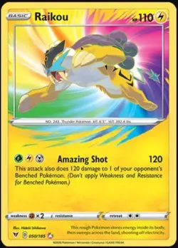 NM-Mint Raikou - 050/185 - Amazing Rare Pokemon Vivid Voltage - Image 1