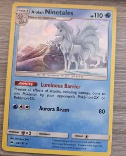 Alolan Ninetails 28/147 Cracked Ice Holo Pokemon - Image 1
