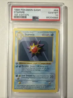 Pokemon PSA 10 1st Edition Starmie 064/102 Base Set (Shadowless) - Image 1