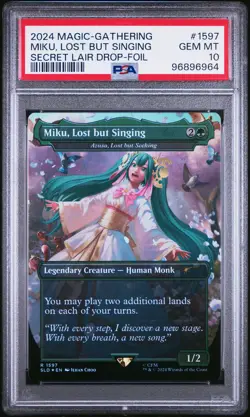 2024 MTG SECRET LAIR DROP FOIL #1597 MIKU, LOST BUT SINGING PSA 10 - Image 1