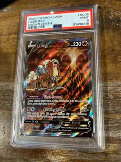 POKEMON 2023 SWSH Crown Zenith Full Art ENTEI V #GG36 PSA9 Mint RARE - Image 1