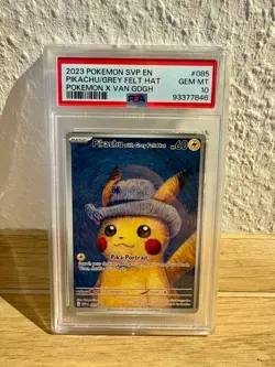 Pikachu with Grey Felt Hat PSA 10 Van Gogh Promo Pokemon Card SVP 085 - Image 1