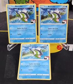 (3) POKEMON PLAY PRIZE PACK SERIES 3 HISUIAN BASCULIN HOLO STAMPED CARD 043/189 - Image 1