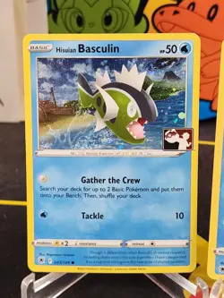 (3) POKEMON PLAY PRIZE PACK SERIES 3 HISUIAN BASCULIN HOLO STAMPED CARD 043/189 - Image 3