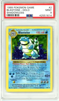 Pokemon Blastoise #2 Base Set Shadowless PSA 9 Mint - Image 1