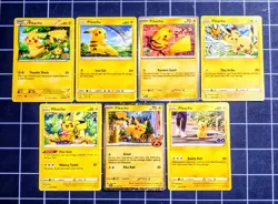 Pikachu Lot Of 7 Unique Pokemon Cards MP/LP/NM - Image 1