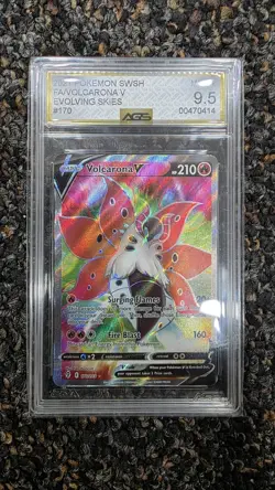Pokemon Volcarona V Full Art Holo 170/203 Evolving Skies English AGS 9.5 - Image 1