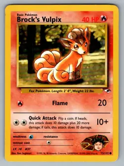 Brock's Vulpix 73/132 Common Gym Heroes Pokemon LP - Image 1