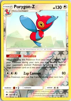 Porygon-Z 105 Holo R Burning Shadows Pokemon NM/M - Image 1
