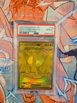Mega Charizard X ex Gold Hyper Rare 130/094 PSA 10 Pokemon Phantasmal Flames - Image 1
