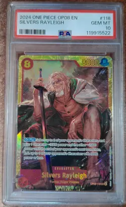 2024 One Piece OP08 Silvers Rayleigh SEC PSA 10 GEM MT 5522 - Image 1