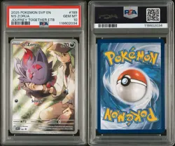 2025 POKEMON JOURNEY TOGETHER ETB N'S ZORUA FULL ART PROMO 189 PSA 10 GEM MINT - Image 3