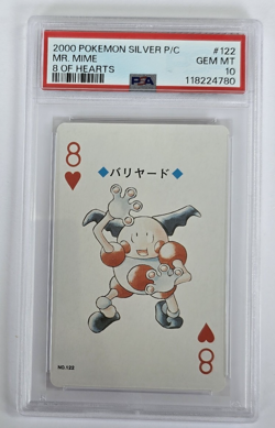 2000 Japanese Pokemon Mr. Mime 8 of Hearts #122 Silver Playing Card PSA 10 Gem - Image 1