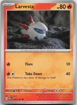Larvesta 040/197 Common Obsidian Flames Pokemon Near Mint - Image 1