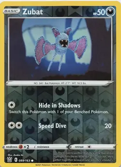 Zubat 089/163 Battle Styles Pokemon Reverse Holo Lightly Played - Image 1
