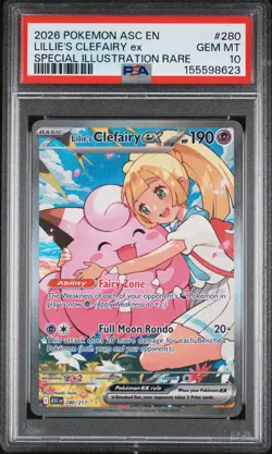 2026 POKEMON ASC EN-ASCENDED HEROES #280 LILLIE'S CLEFAIRY EX PSA 10 - Image 1