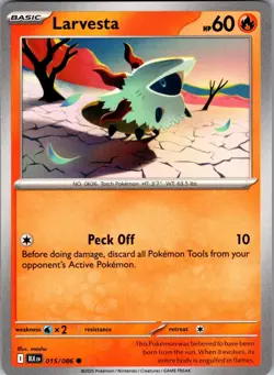 Larvesta Black Bolt 015/086 Common Pokemon Near Mint - Image 1