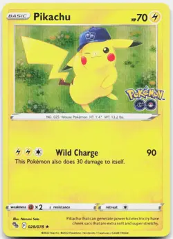 Pikachu (28) Holo Rare Pokemon GO 028/078 NM - Image 1