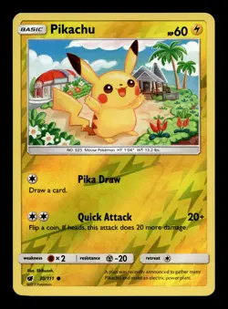 Pikachu 30/111 Reverse Holofoil SM - Crimson Invasion Common Pokemon TCG - Image 1