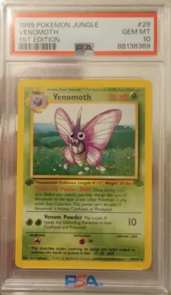 1999 Pokemon Jungle 1st Edition #29 Venomoth - PSA10 GEM MINT - Image 1