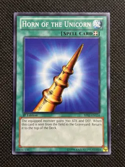 YuGiOh! - Horn of the Unicorn BP02-EN134 Common 1st Edition Lightly Played - Image 1