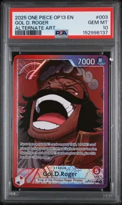 2025 ONE PIECE OP13-CARRYING ON HIS WILL ALTERNATE ART #003 GOL D. ROGER PSA 10 - Image 1