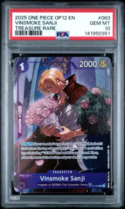 One Piece OP12 Legacy of the Master - Vinsmoke Sanji - OP10-063 TR - PSA 10 - Image 1