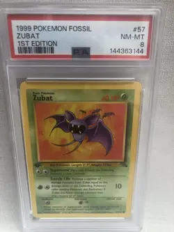PSA 8 WOTC 1999 1st Edition Fossil Zubat 57/62 Common Card NM-MT - Image 1