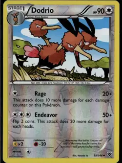 Dodrio Uncommon XY Base Set 99/146 Colorless Reverse Holo Pokemon Card - Image 1