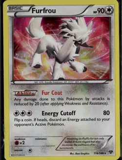 Furfrou Holo Rare XY Base Set 114/146 Colorless Reverse Holo Pokemon Card - Image 1