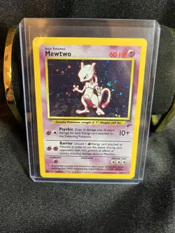 2000 Pokemon MEWTWO #10/130 Base Set 2 Unlimited Cosmos Holo Rare English Swirl - Image 1