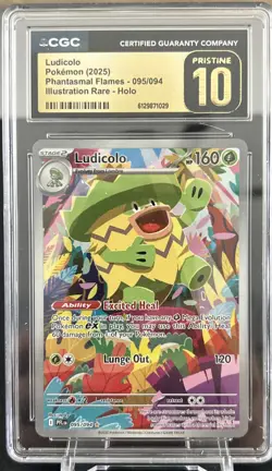 2025 POKEMON PFL EN-PHANTASMAL FLAMES 095 LUDICOLO ILLUSTRATION RARE Pristine 10 - Image 1