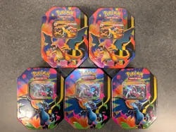 Lot of 5 Pokemon TCG Mega Charizard X & Y Tins-- Brand New & Sealed - Image 1