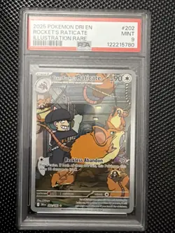 2025 POKEMON DESTINED RIVALS ILLUSTRATION RARE #202 TEAM ROCKET'S RATICATE PSA 9 - Image 1