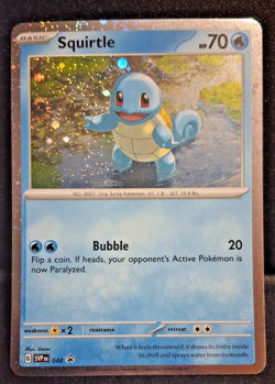 Pokemon Squirtle Black Star Promo SVP 048 Cosmos Holo NM DOUBLE SWIRL - Image 1