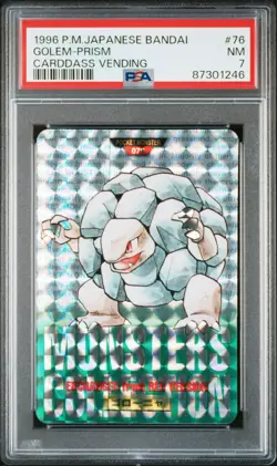 Golem Prism 76 Bandai Carddass Vending Pokemon Japanese PSA 7 - Image 1