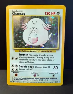 Pokemon Card: CHANSEY Unlimited Base Holo (MP) - Image 3
