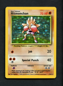Pokemon Card: HITMONCHAN Unlimited Base Holo (MP) - Image 1